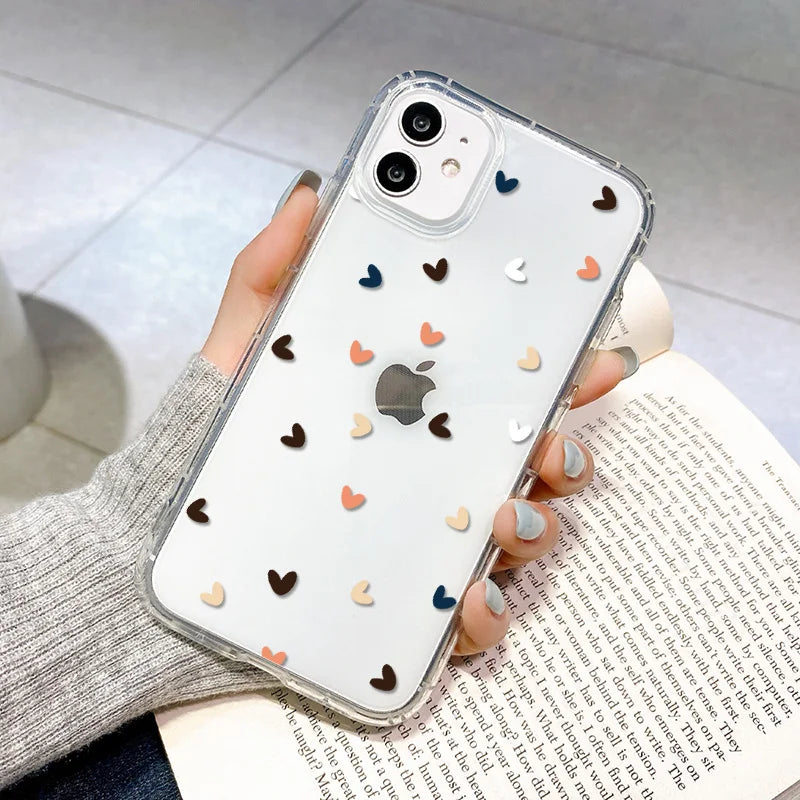 Shockproof Clear Love Heart Phone Case for iPhone Series