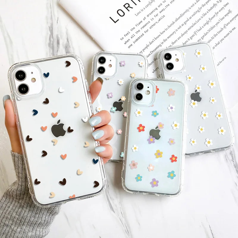 Shockproof Clear Love Heart Phone Case for iPhone Series
